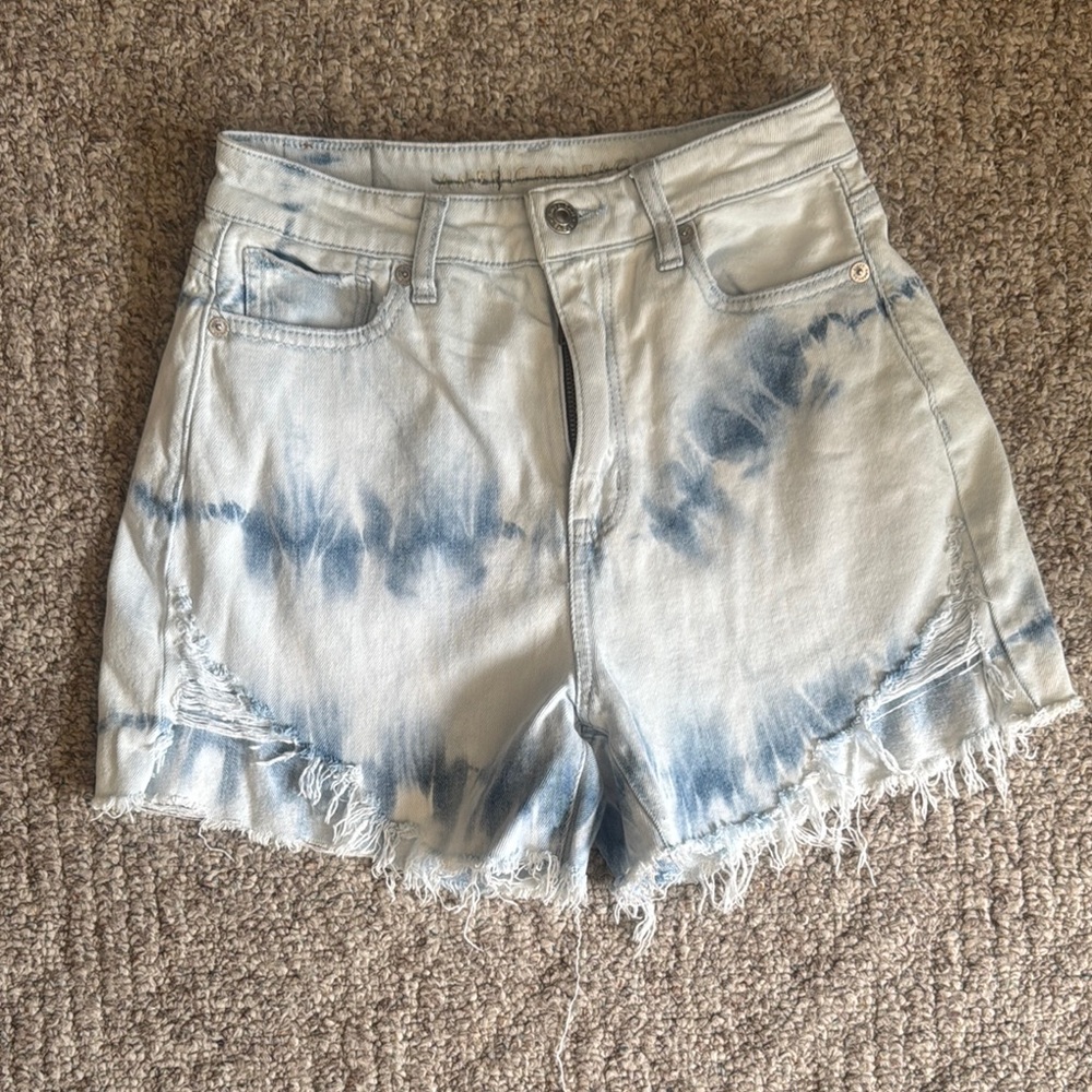 American Eagle Outfitters Light Blue Tie-Dye Jean Shorts